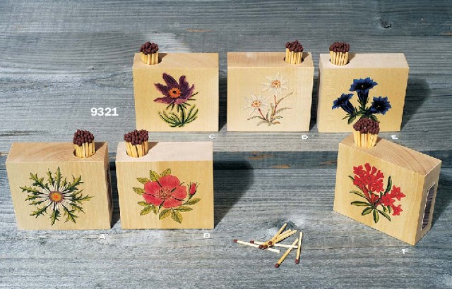 atelier fischer Zündholzhalter Alpenblumen Alpenrose Ansicht 2