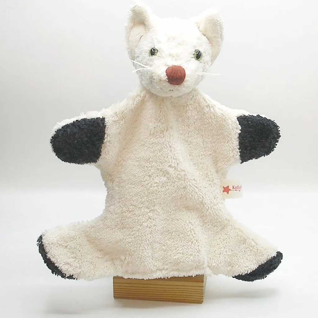 Kallisto Katzenhandpuppe, weiß, aus Baumwolle ca. 26 cm Kallisto Katzenhandpuppe, weiß, aus Baumwolle ca. 26 cm