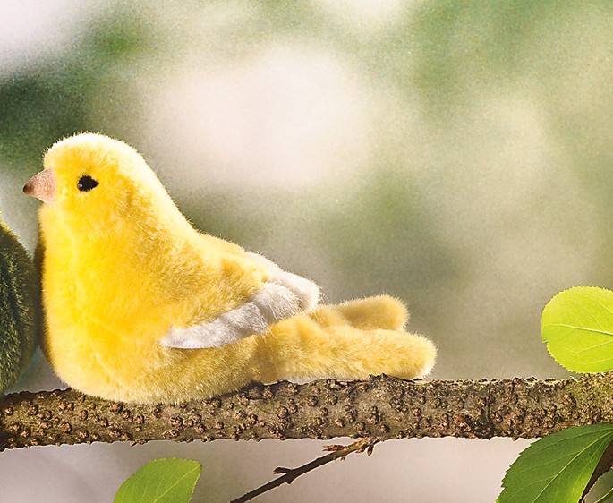 gelb 15 cm Spielwaren Plüschtier Handarbeit Kösen 6570 Kanarienvogel 
