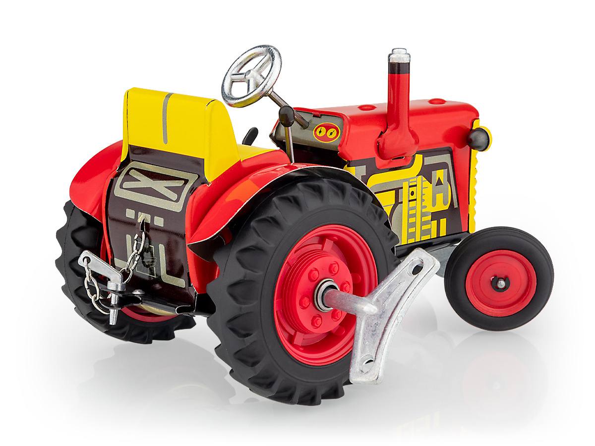 rot/gelb von Kovap Blechspielzeug Traktor Zetor mit Anhänger 