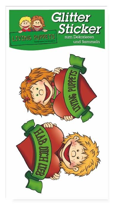 LIVING PUPPETS Glitter-Sticker Lilabell und Lasse, Herzen AL24
