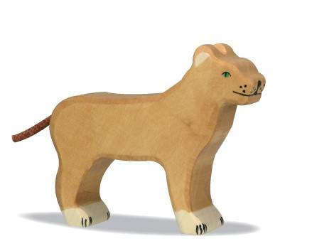 Holztiger Löwin – Handbemalte Holzfigur Für Kinder, Ca. 13,5 Cm