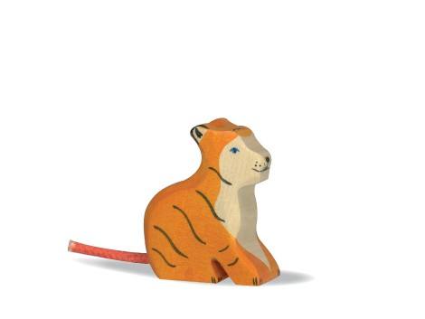Holztiger Sitzender Tiger - Handbemaltes Holzspielzeug Für Kinder, Figur Zum Spielen & Sammeln