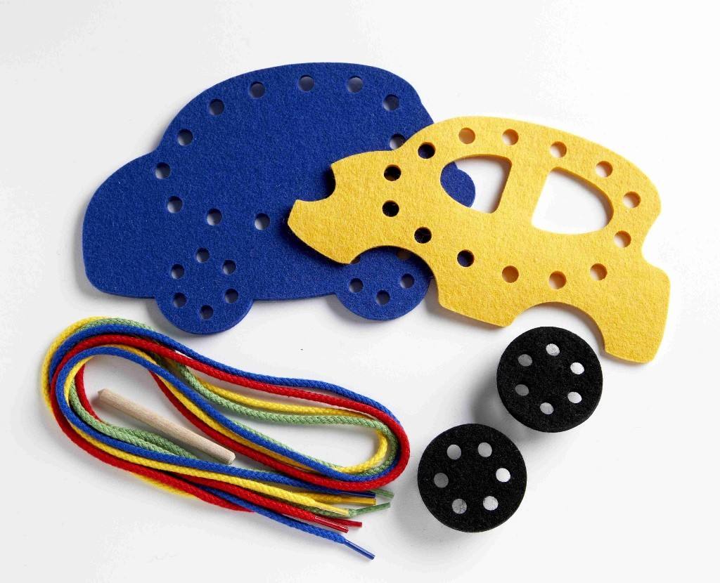 ahrens Fädel-Auto, blau/gelb