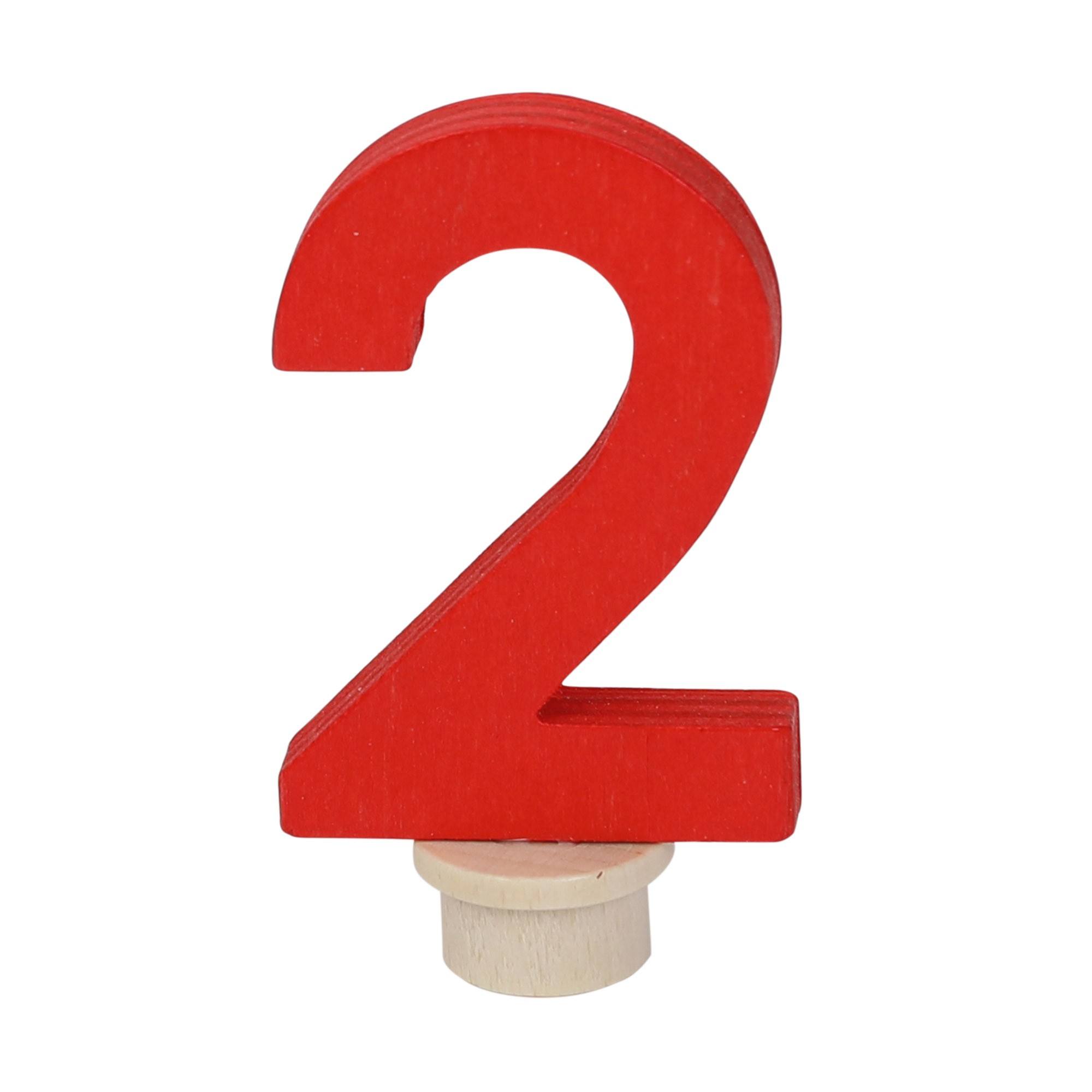 ahrens Steckfigur - Geburtstagszahl 2 aus Holz, rot AL